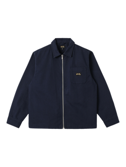 Stan Ray Cotton Regular Fit Zip-Through Shirt, Navy Bedford, Navy Bedford