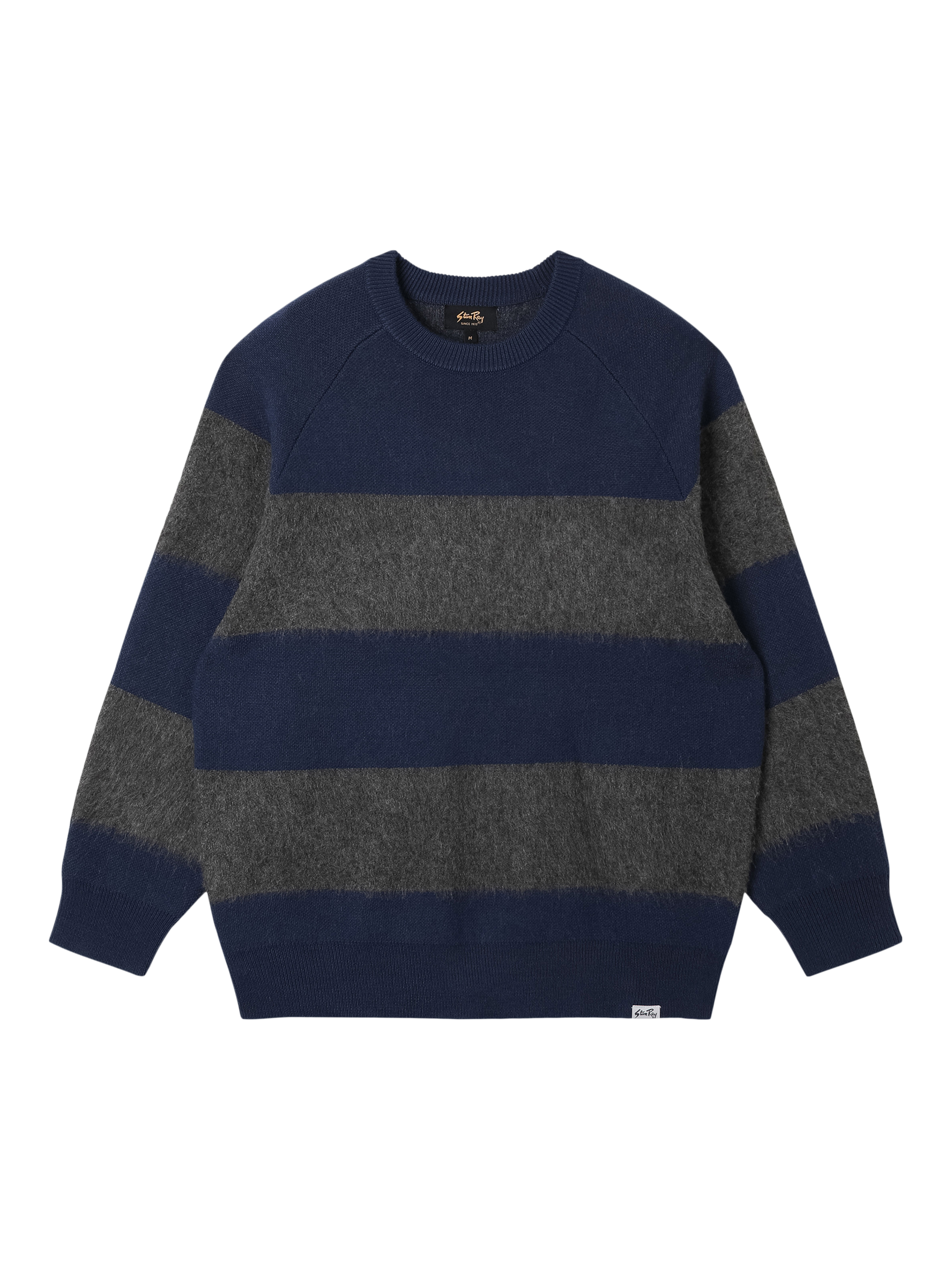 Product image 1 of 5, which shows Stan Ray Striped Brushed Wool Blend Knit Jumper, Navy, XL