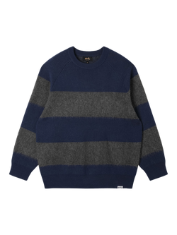 Stan Ray Striped Brushed Wool Blend Knit Jumper, Navy, Navy