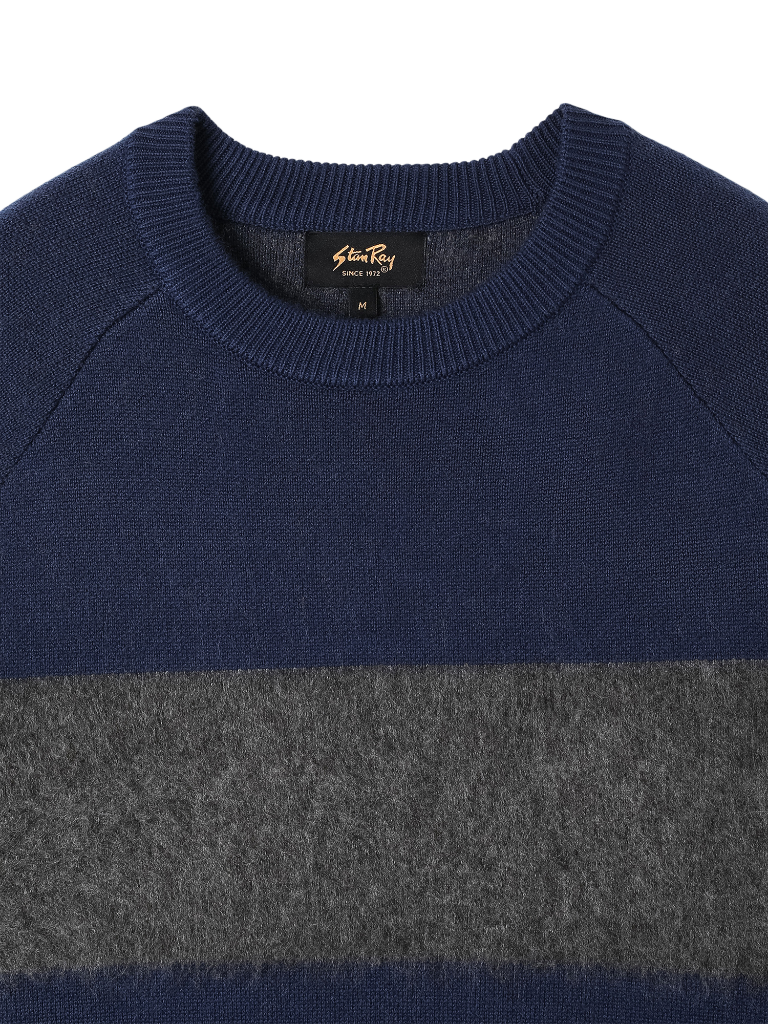 Product image 3 of 5, which shows Stan Ray Striped Brushed Wool Blend Knit Jumper, Navy, XL