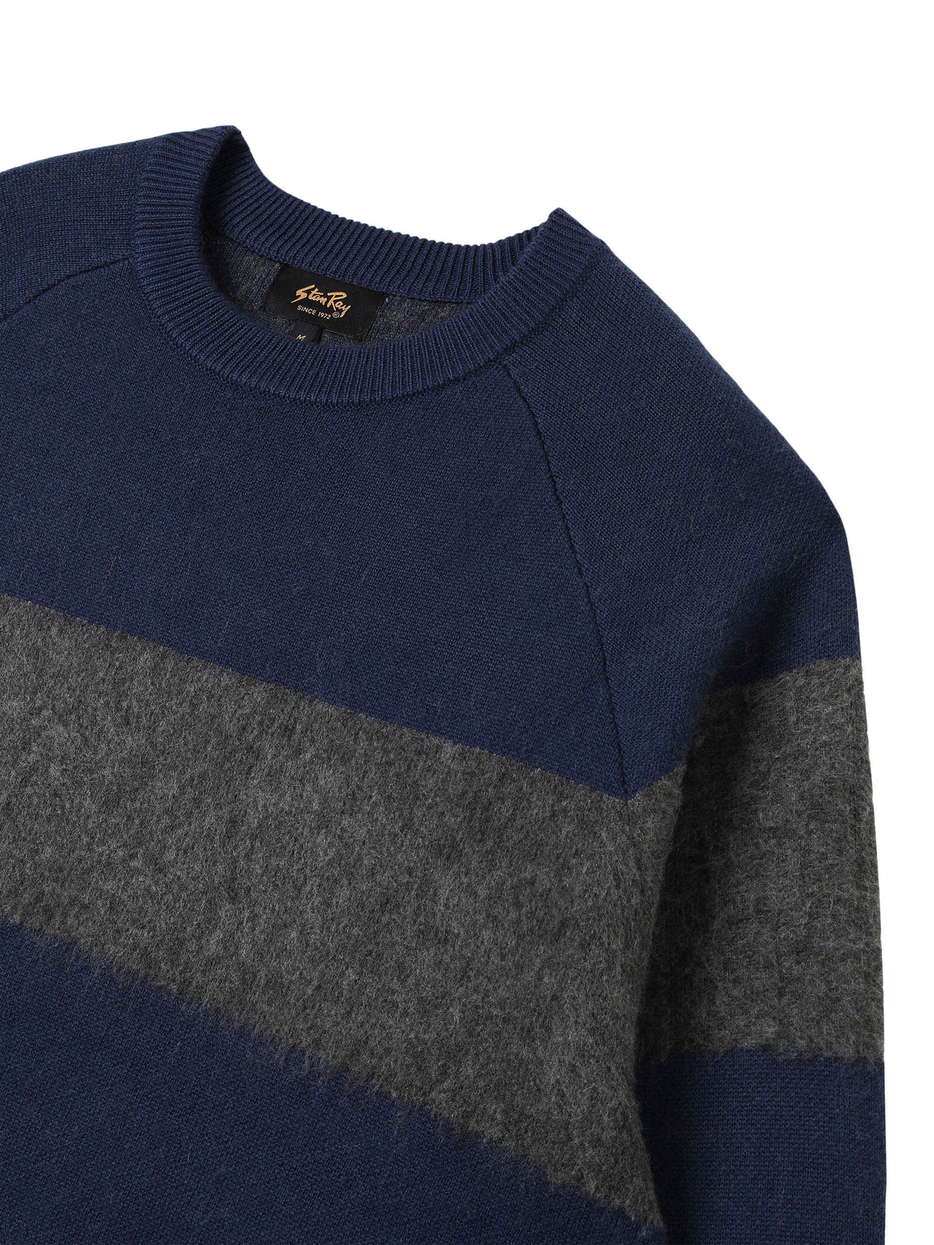 Product image 5 of 5, which shows Stan Ray Striped Brushed Wool Blend Knit Jumper, Navy, XL
