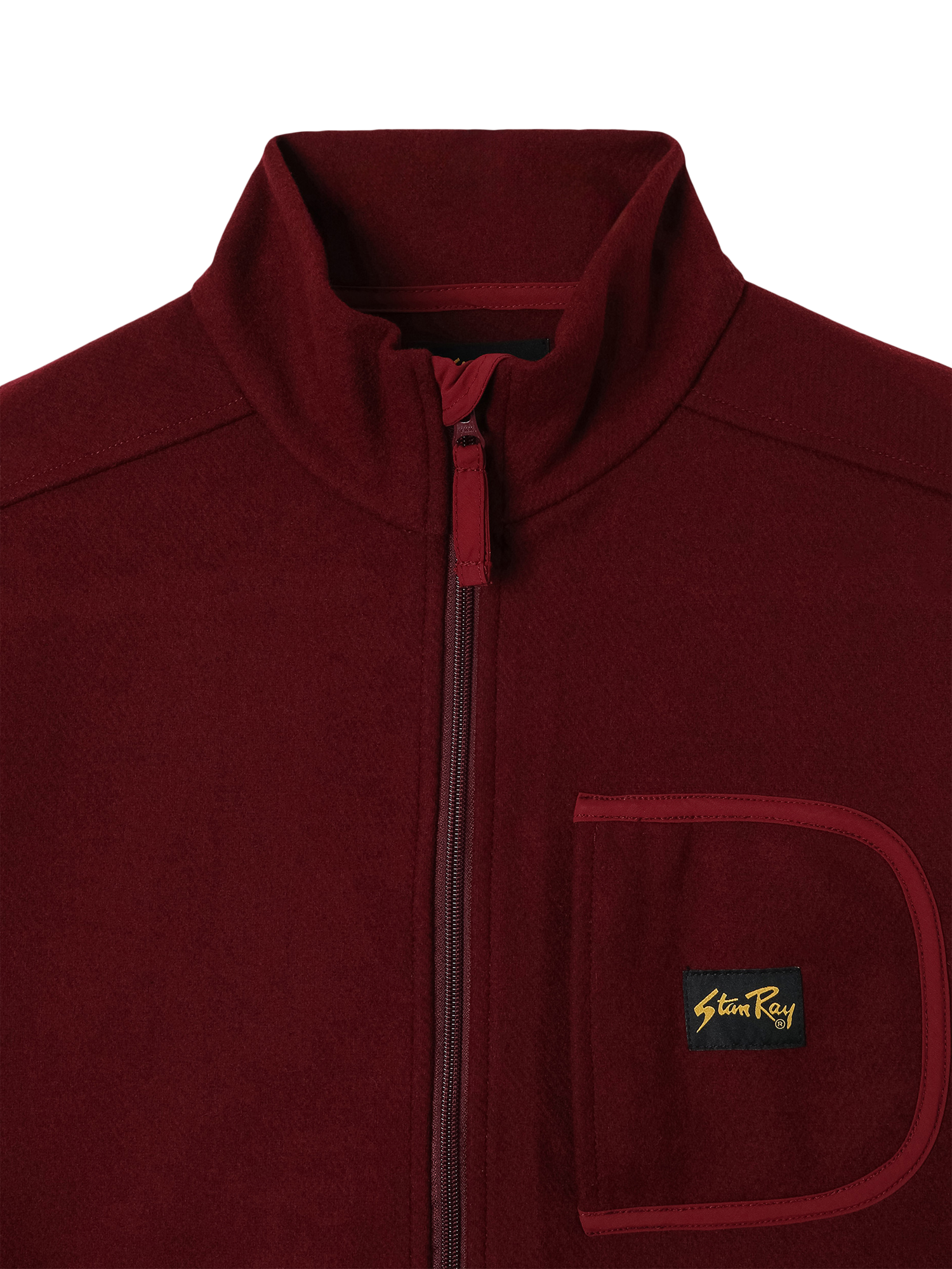 Product image 3 of 5, which shows Stan Ray Wool Blend Fleece Jacket, Dark Red, L