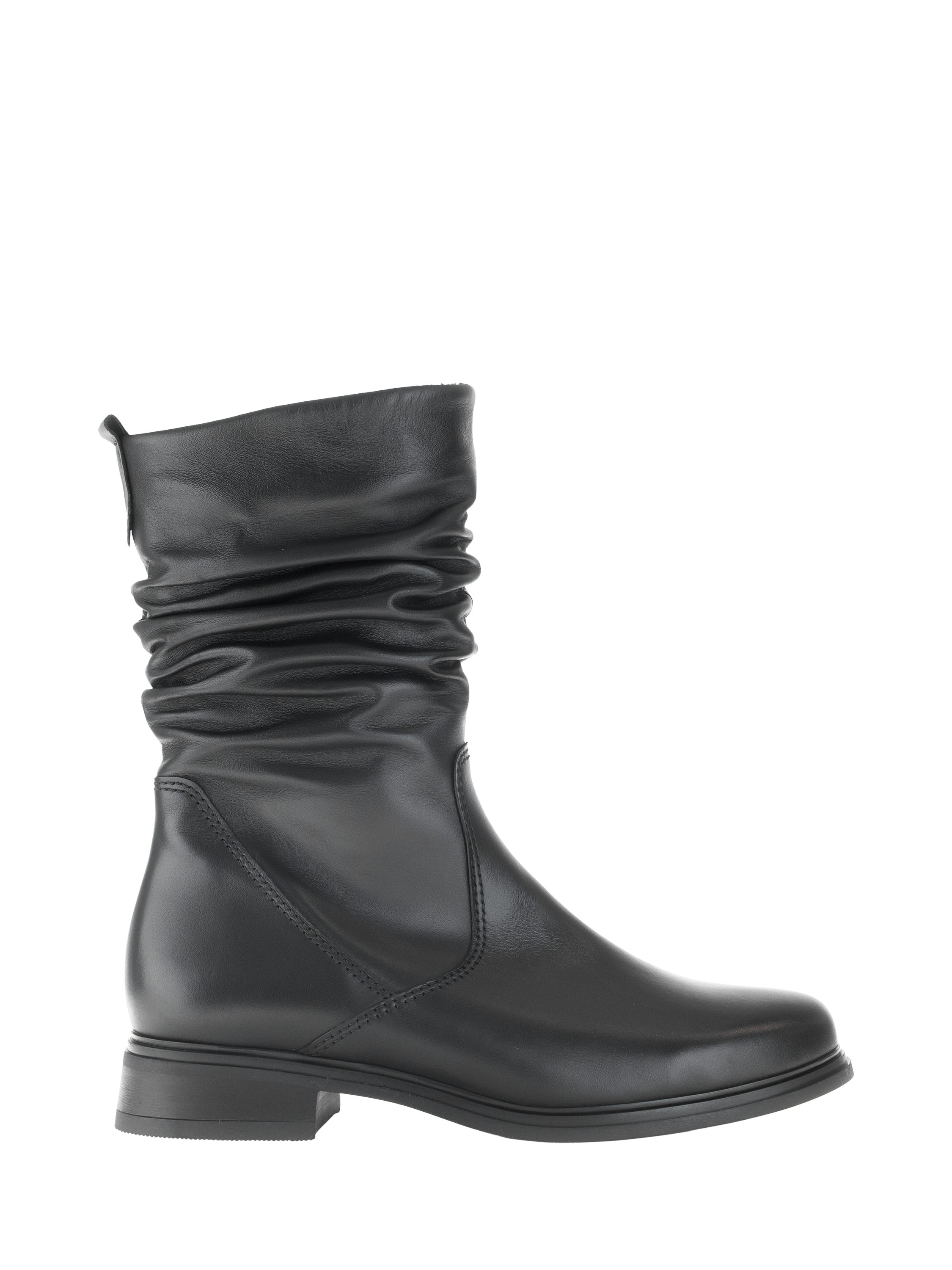 Gabor Hodie Wide Fit Leather Ruched Calf Boots, Black