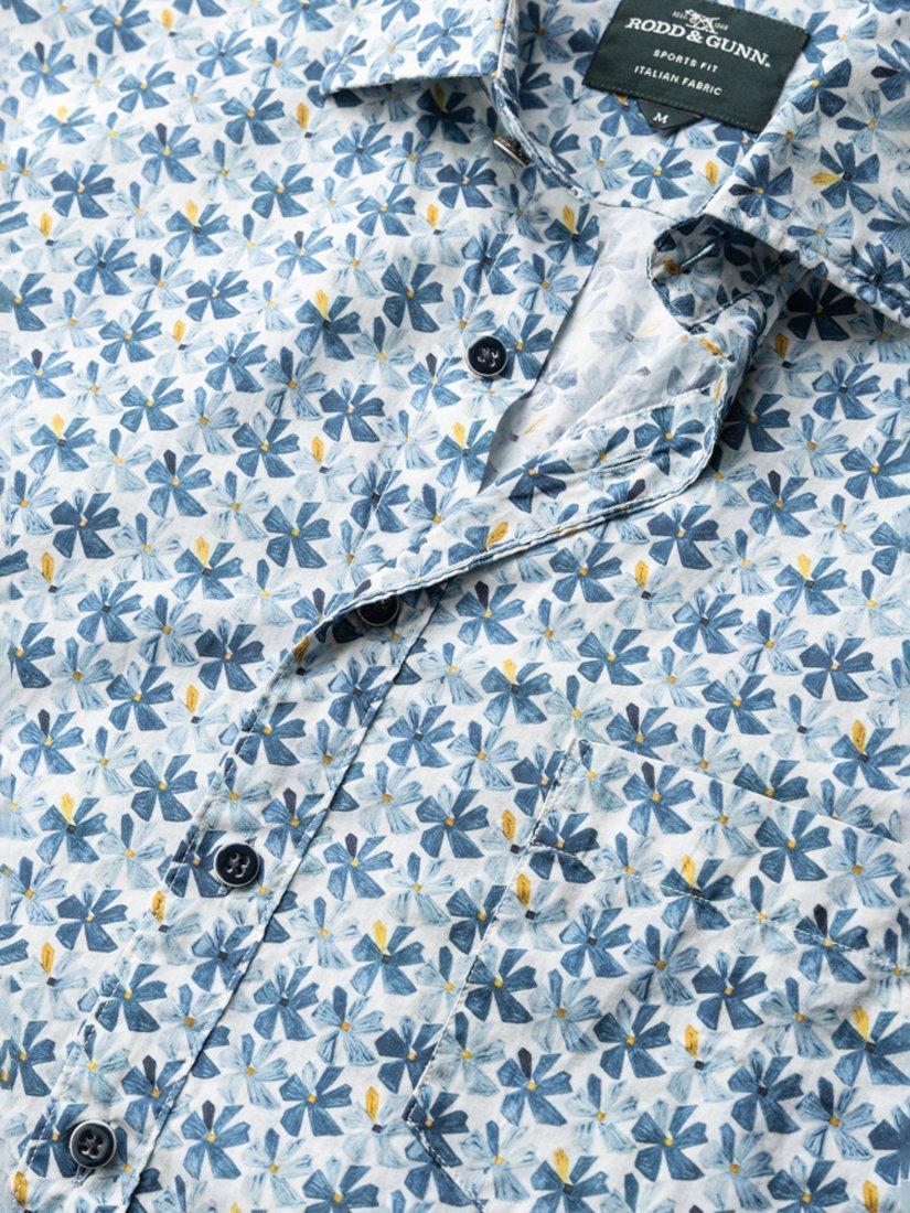 Product image 5 of 6, which shows Rodd & Gunn Harvey Floral Slim Fit Shirt, Cornflower, M