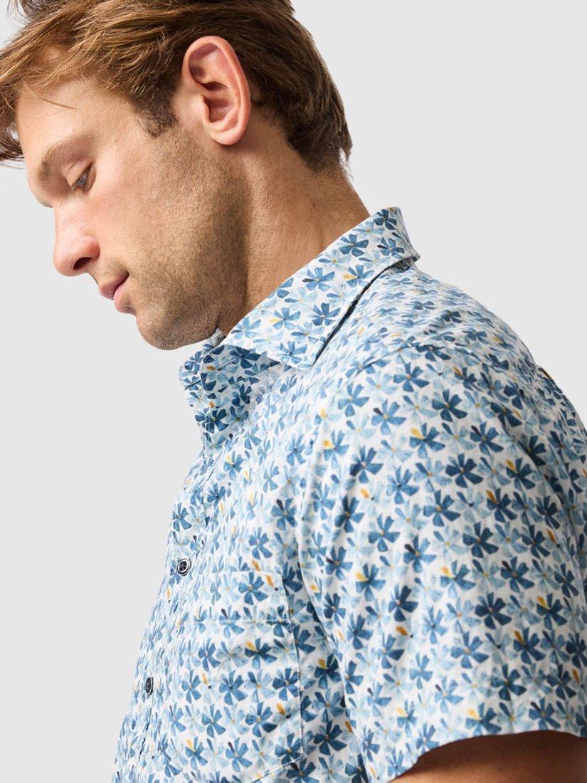 Product image 6 of 6, which shows Rodd & Gunn Harvey Floral Slim Fit Shirt, Cornflower, M