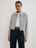 Phase Eight Neave Boucle Long Sleeved Striped Jacket, Navy/Ivory