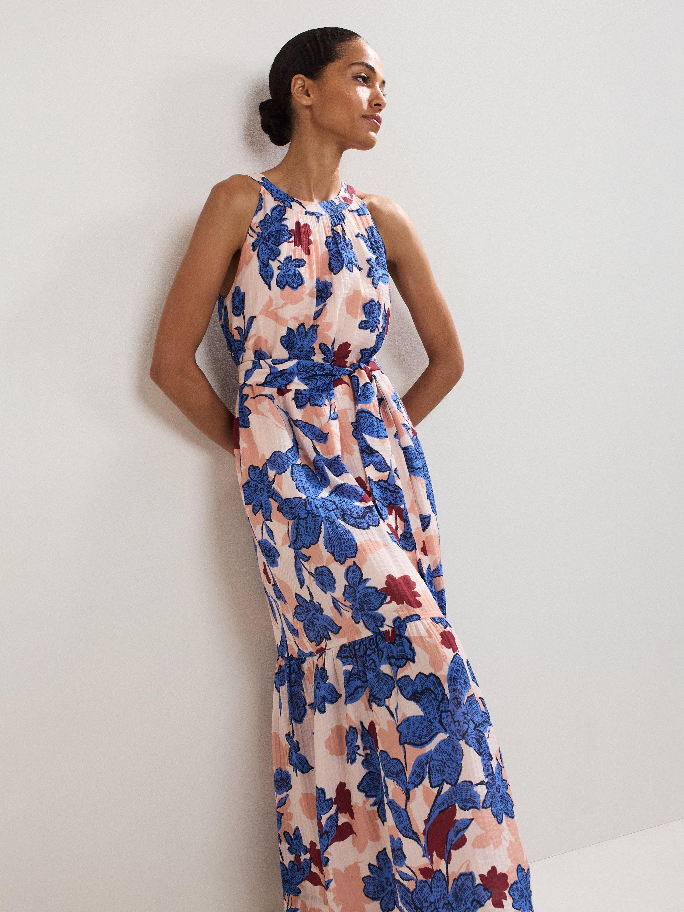 Product image 3 of 8, which shows Phase Eight Petite Runa Floral Maxi Dress, Multi, 6