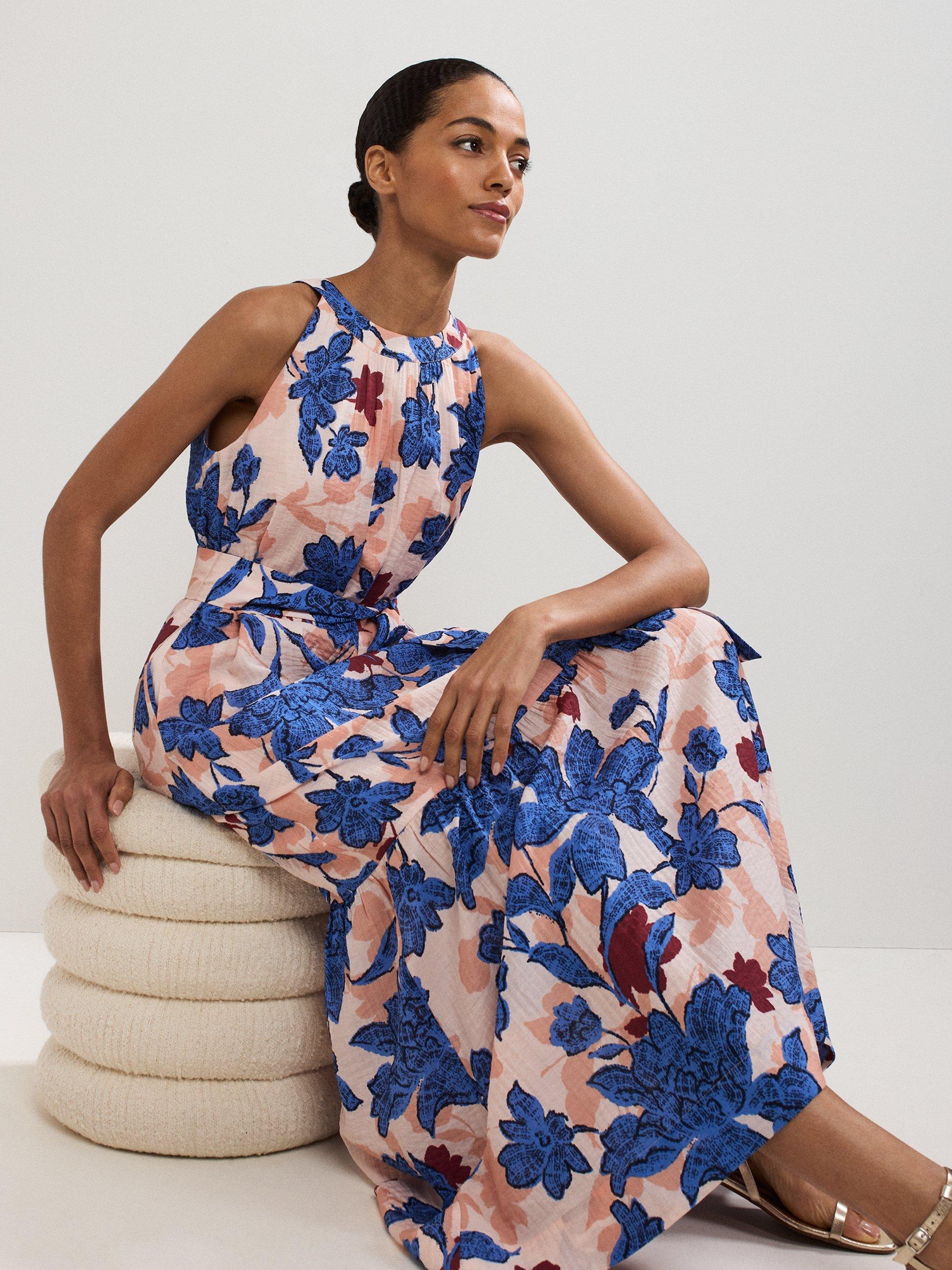 Product image 8 of 8, which shows Phase Eight Petite Runa Floral Maxi Dress, Multi, 6