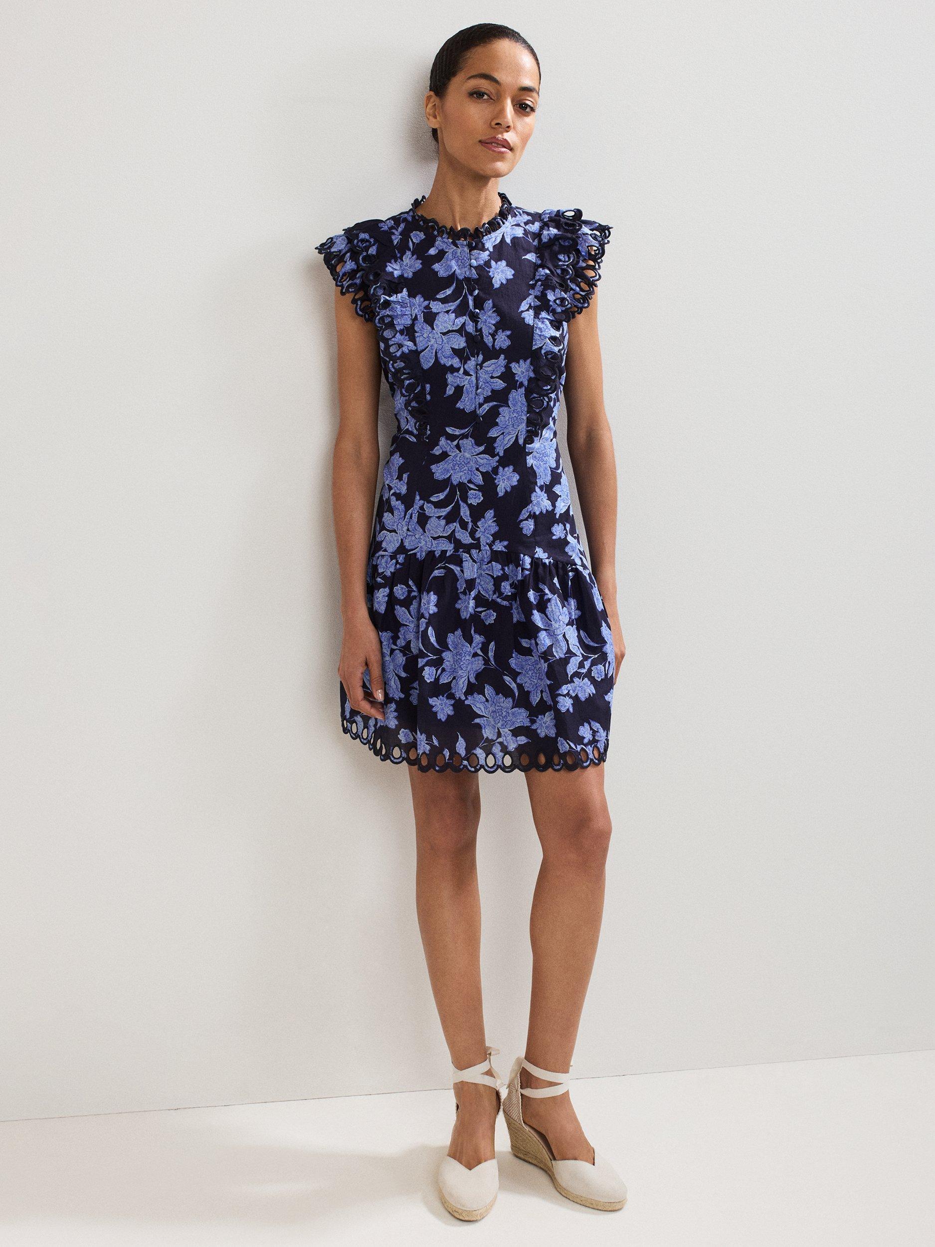 Product image 1 of 7, which shows Phase Eight Caraline Floral Mini Dress, Multi, 8