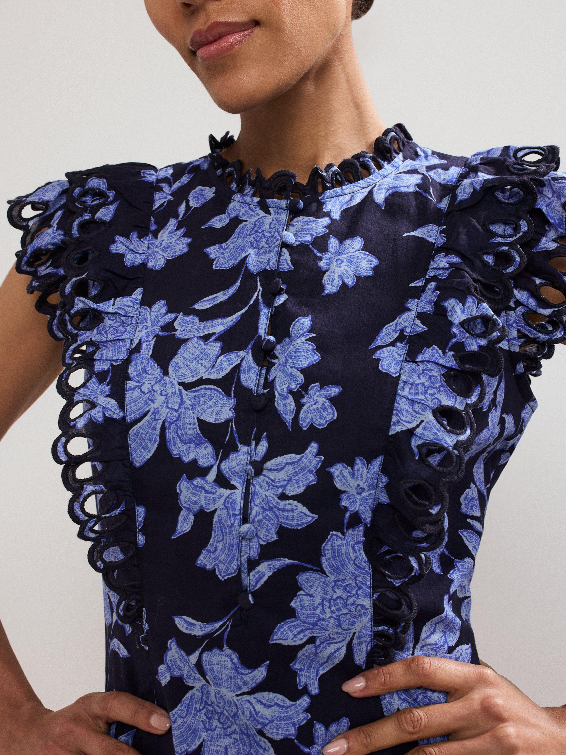 Product image 4 of 7, which shows Phase Eight Caraline Floral Mini Dress, Multi, 8