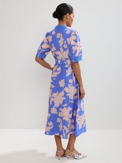 Phase Eight Delphine Floral Shirt Dress, Blue/Pink - view 2, Blue/Pink