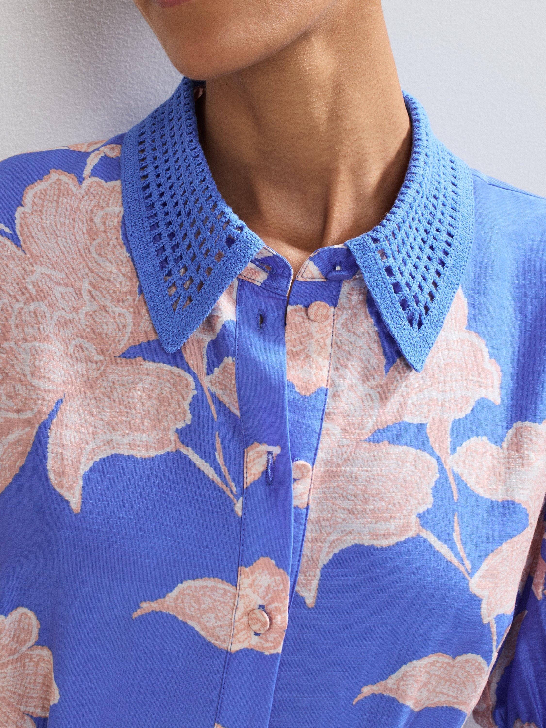 Phase Eight Delphine Floral Shirt Dress, Blue/Pink