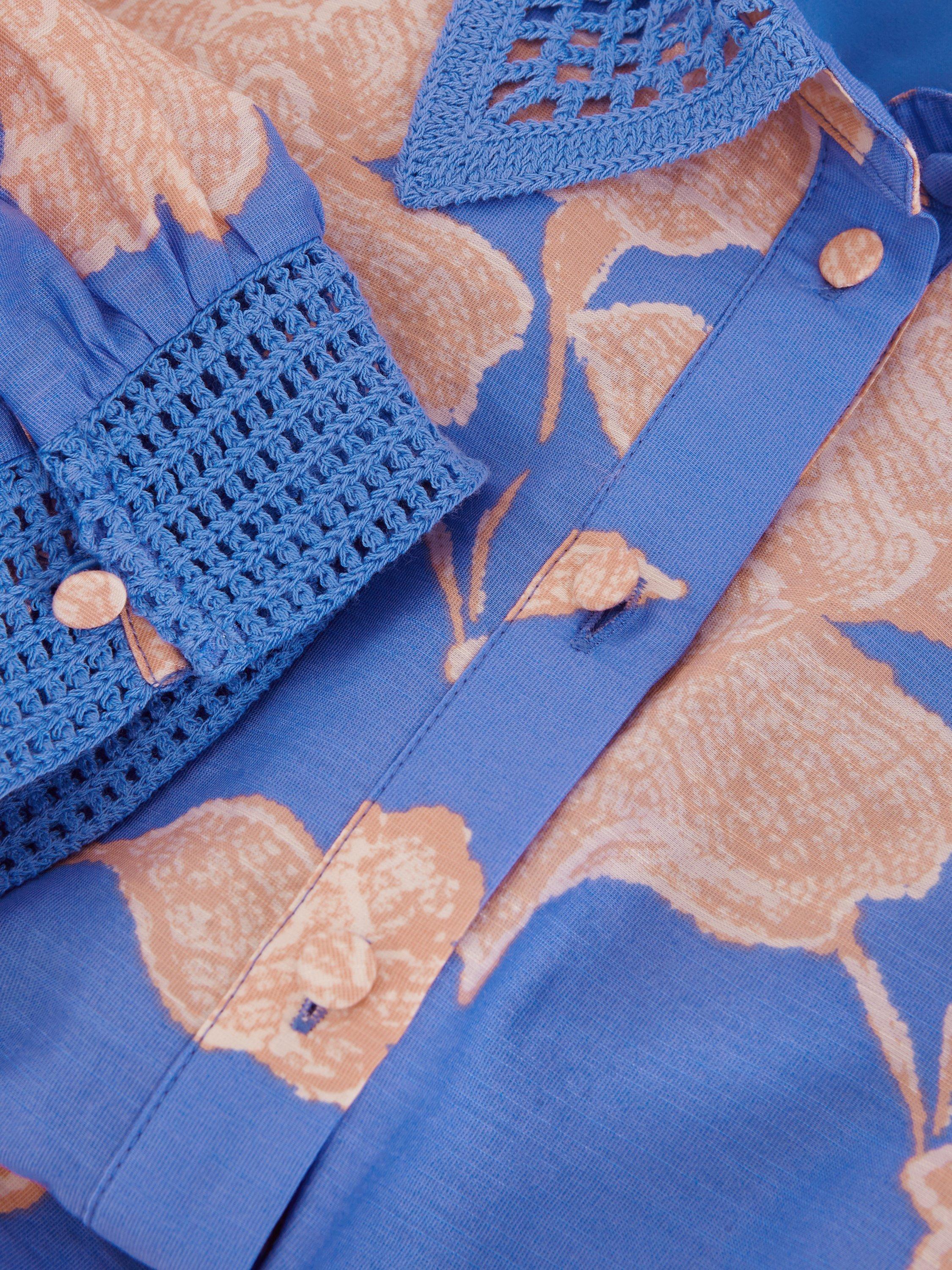 Product image 6 of 10, which shows Phase Eight Delphine Floral Shirt Dress, Blue/Pink, 8