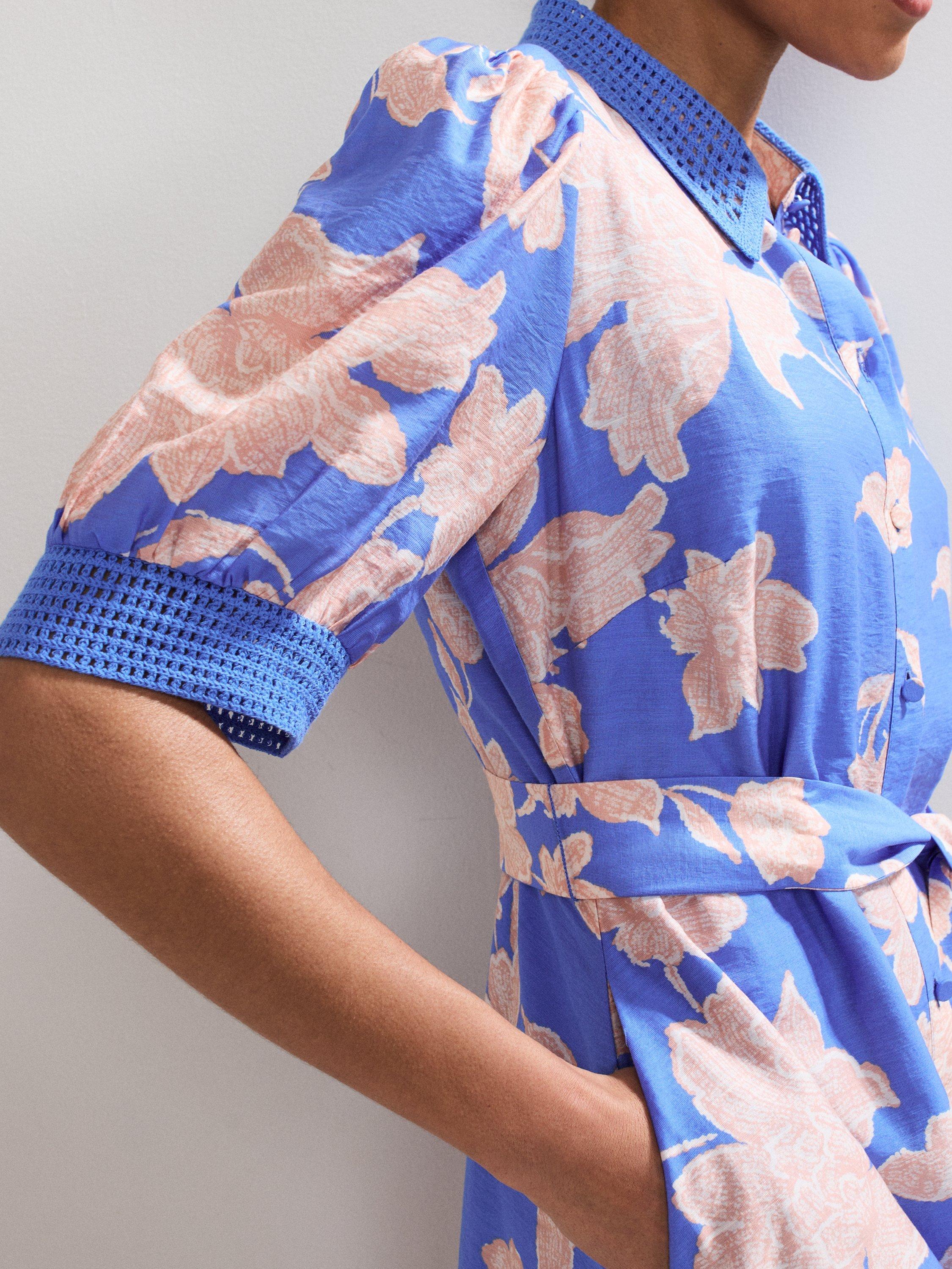 【関税込】PhaseEight ワンピース☆Delphine Floral Shirt Dress Phase Eight Delphine Floral Shirt Dress, Blue/Pink