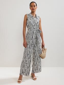 Phase Eight Janine Sleeveless Spot Print Jumpsuit containing LENZING™ ECOVERO™ Viscose, Black/Ivory