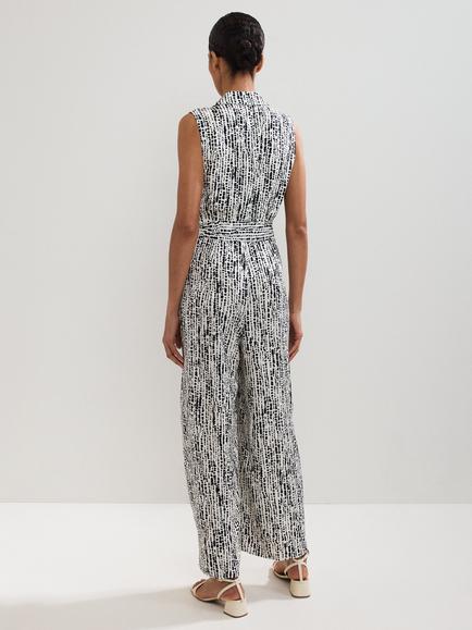 Phase Eight Janine Sleeveless Spot Print Jumpsuit containing LENZING™ ECOVERO™ Viscose - view 2, Black/Ivory