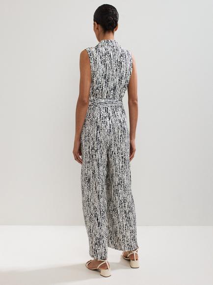 Phase Eight Petite Janine Abstract Jumpsuit containing TENCEL™ Lyocell - view 2, Black/Ivory
