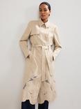 Phase Eight Elm Cotton Blend Cutwork Trench Coat, Stone