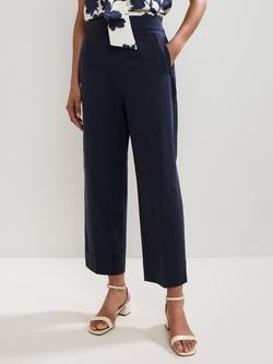 Phase Eight Ellwood Cotton Blend Ankle Trousers containing TENCEL™ Lyocell, Navy