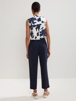 Phase Eight Ellwood Cotton Blend Ankle Trousers containing TENCEL™ Lyocell - view 2, Navy