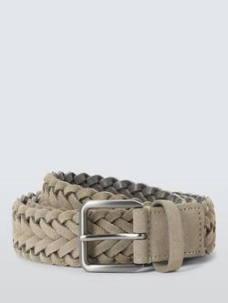 John Lewis Woven Suede Belt, Beige, Beige