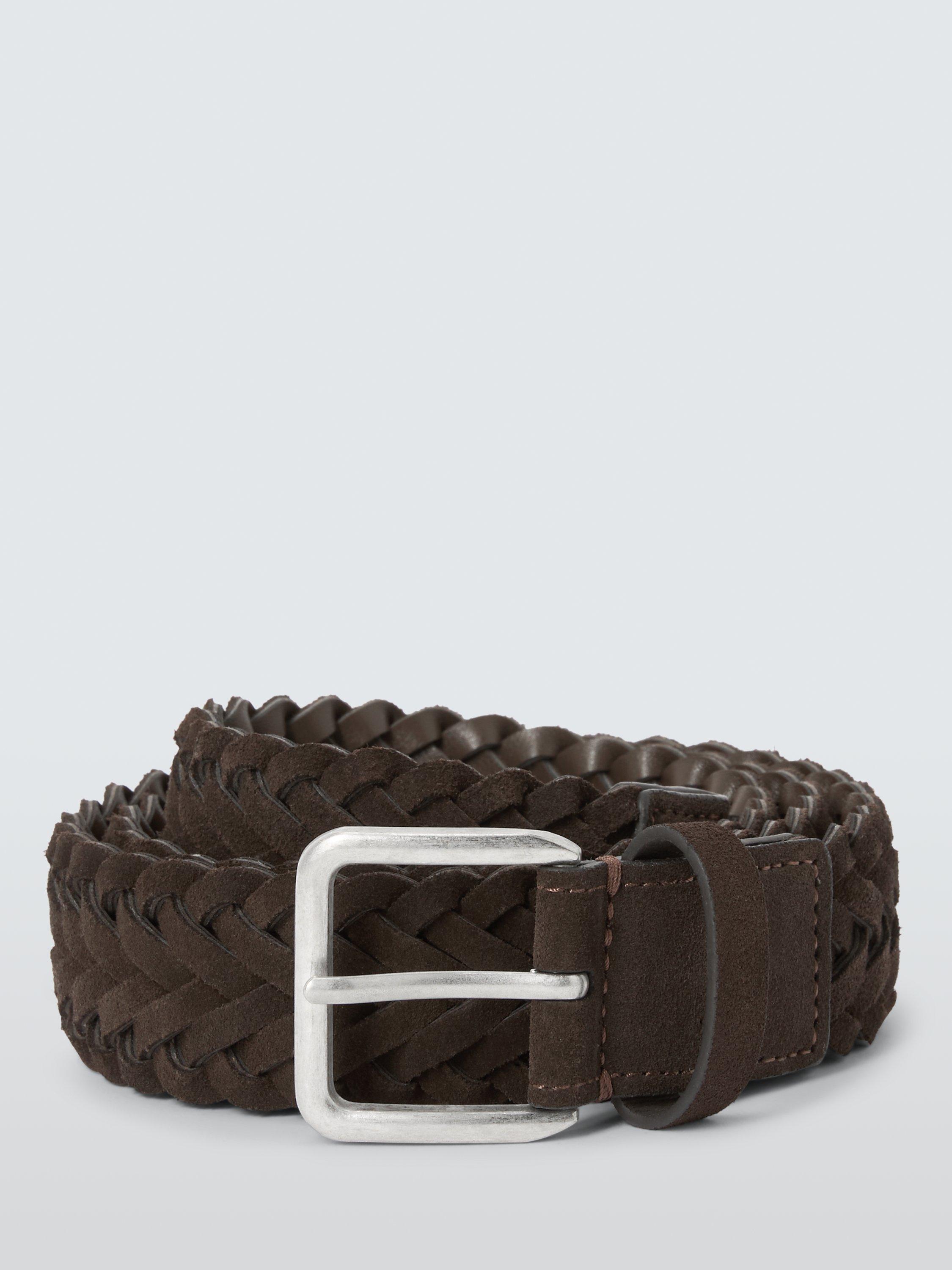 Product image 1 of 3, which shows John Lewis Woven Suede Belt, Chocolate, S