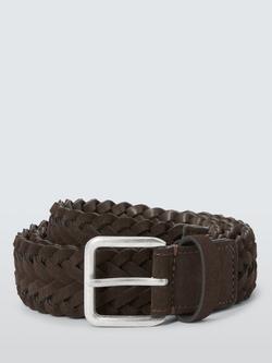 John Lewis Woven Suede Belt, Chocolate