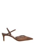 Dune London Charismatic Crystal Embellished Mesh Pointed Heeled Courts, Brown