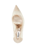 Dune London Brightest Crystal Embellished Mesh Pointed Heeled Courts, Gold