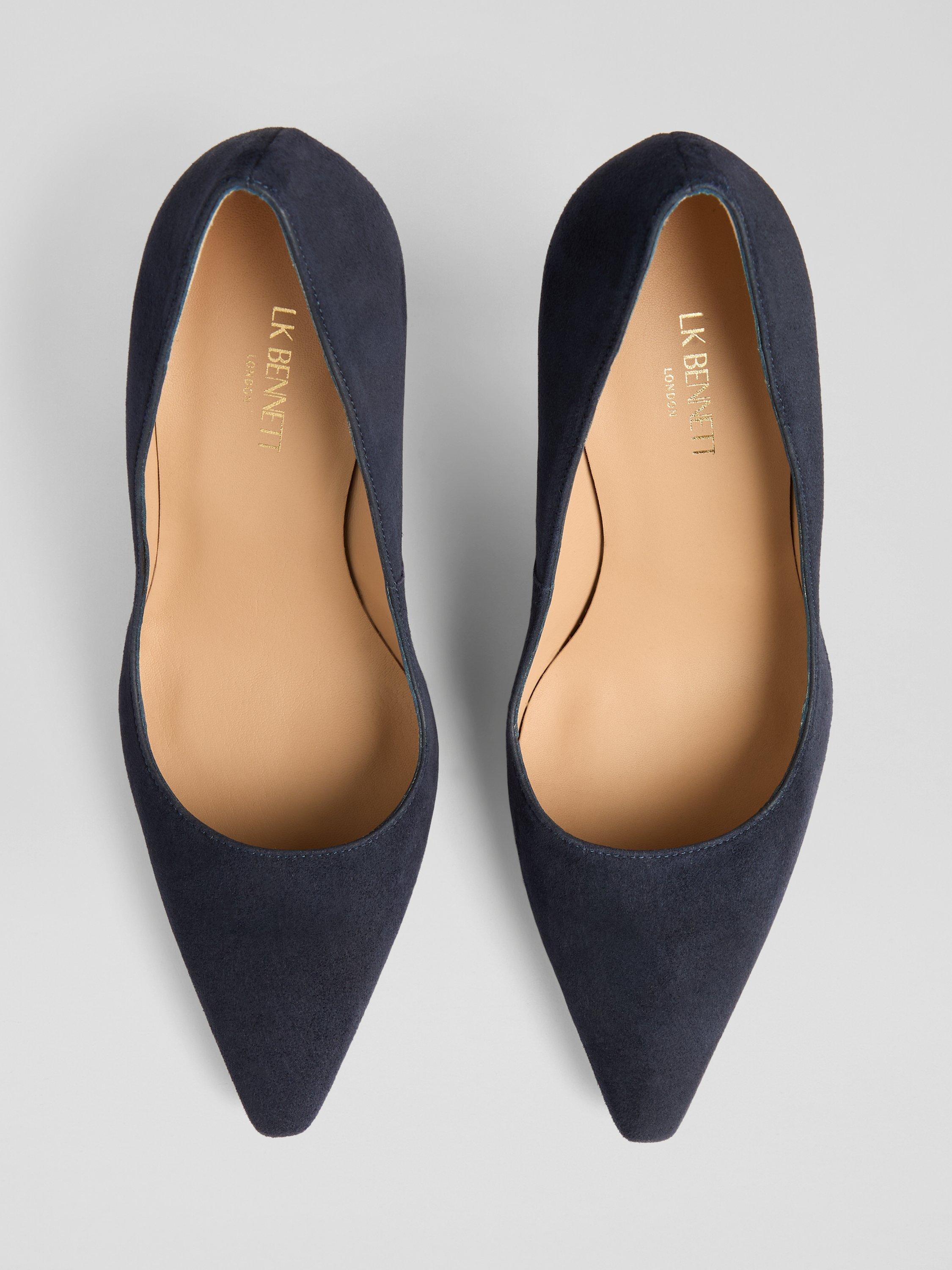Product image 2 of 3, which shows L.K.Bennett Fern Suede Pointed Toe Court Shoes, Midnight Blue, 2