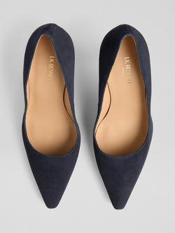 L.K.Bennett Fern Suede Pointed Toe Court Shoes - view 2, Midnight Blue