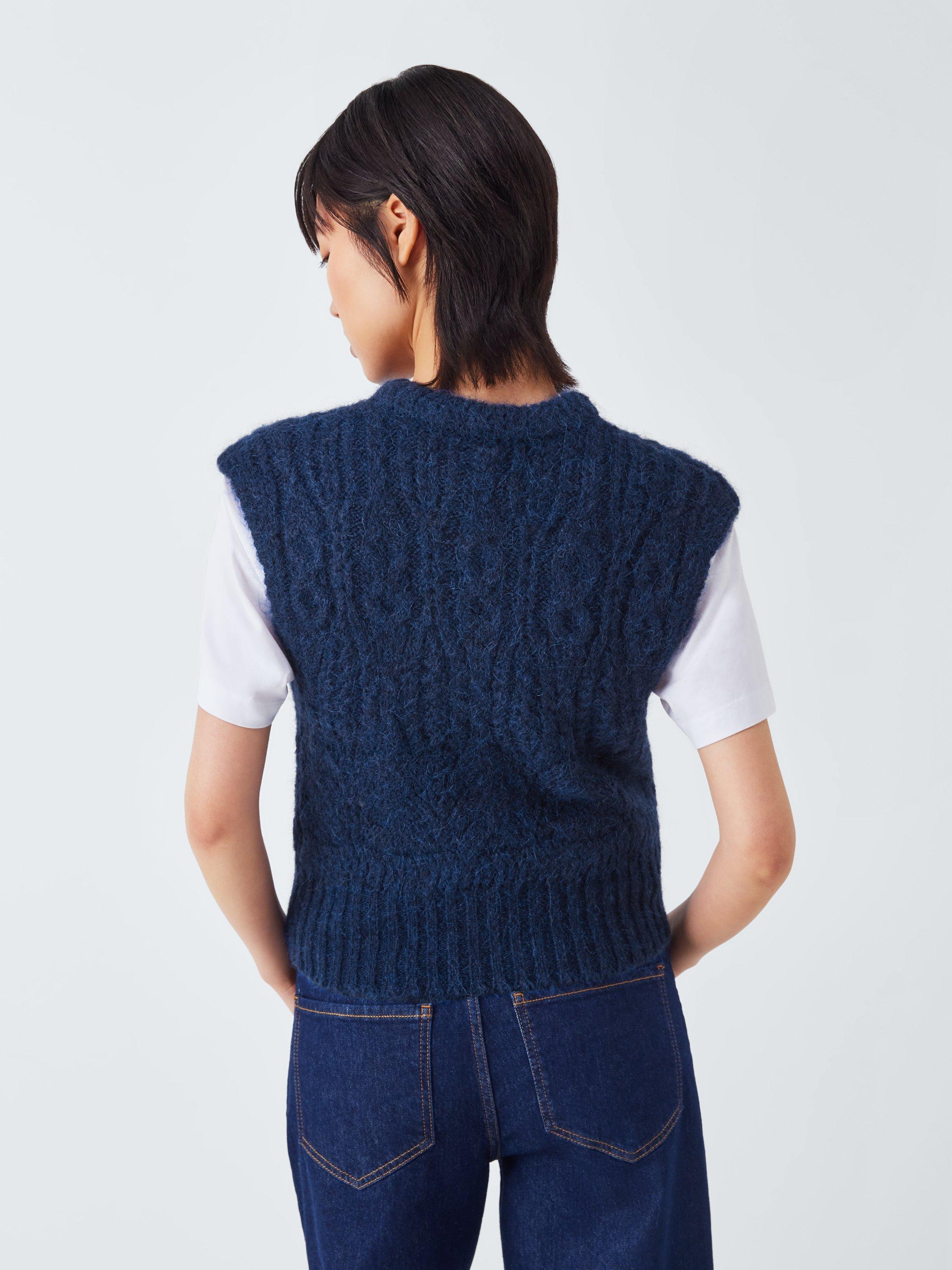 Product image 2 of 6, which shows AND/OR Harley Alpaca Blend Knit Vest, Blue, XS