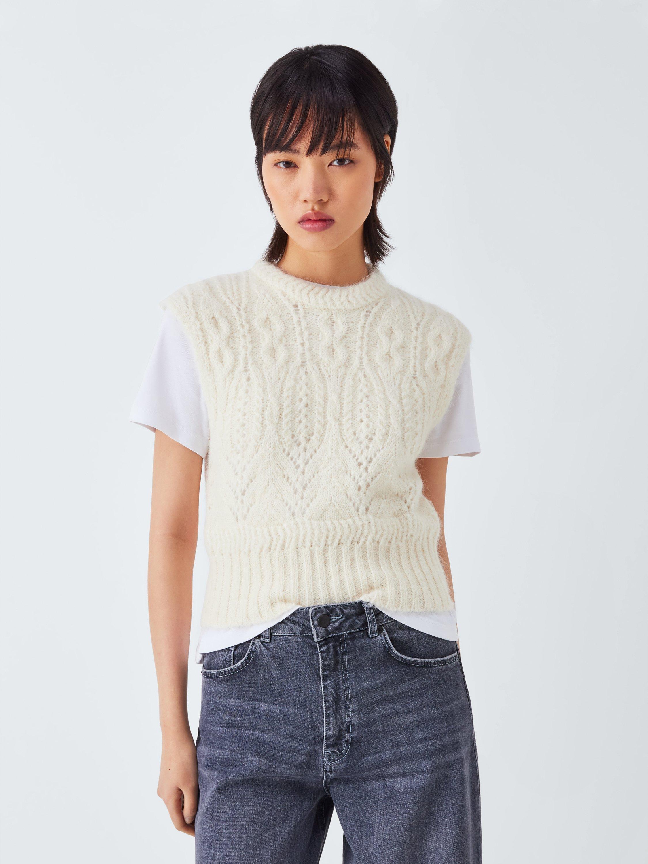 Product image 1 of 6, which shows AND/OR Harley Alpaca Blend Knit Vest, Cream, XS