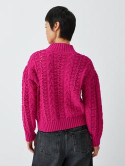 AND/OR Cleo Cable Knit Jumper, Pink - view 2, Pink