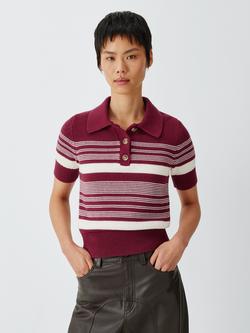 AND/OR Stripe Knit Polo Shirt, Burgundy Stripe, Burgundy Stripe