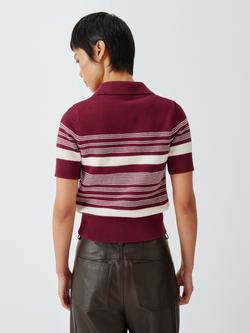 AND/OR Stripe Knit Polo Shirt, Burgundy Stripe - view 2, Burgundy Stripe