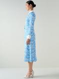 L.K.Bennett Kate Floral Print Midi Shirt Dress, Blue/Multi