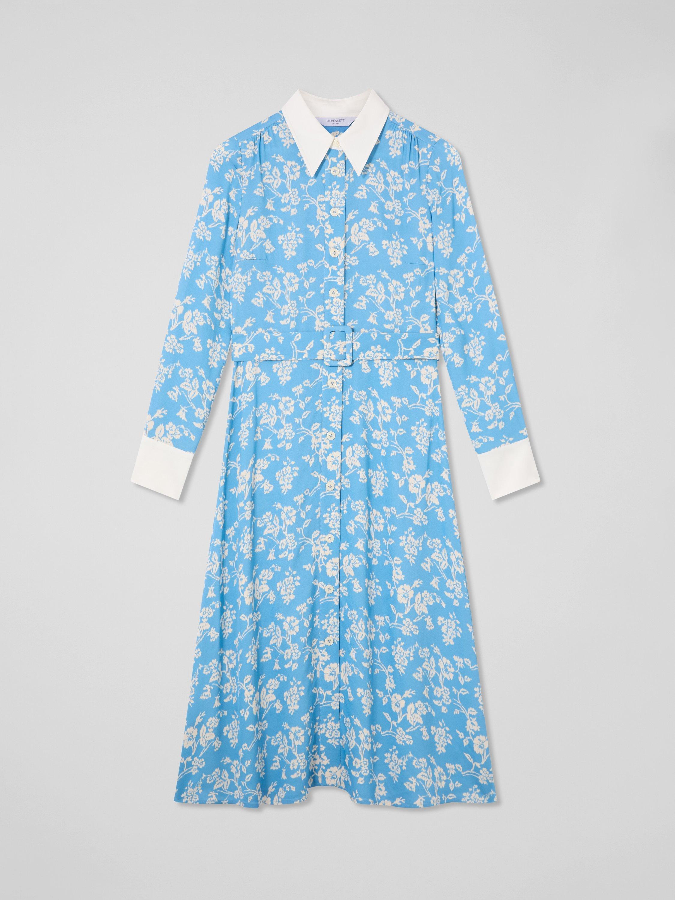 chinese dress ladies Kate Middleton Long-sleeved Print Midi Shirt Dress – Mislish main image 1