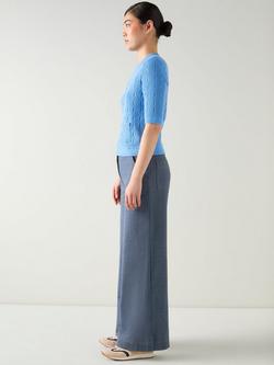 L.K.Bennett Shona Textured Knit Top, Mid Blue - view 2, Mid Blue