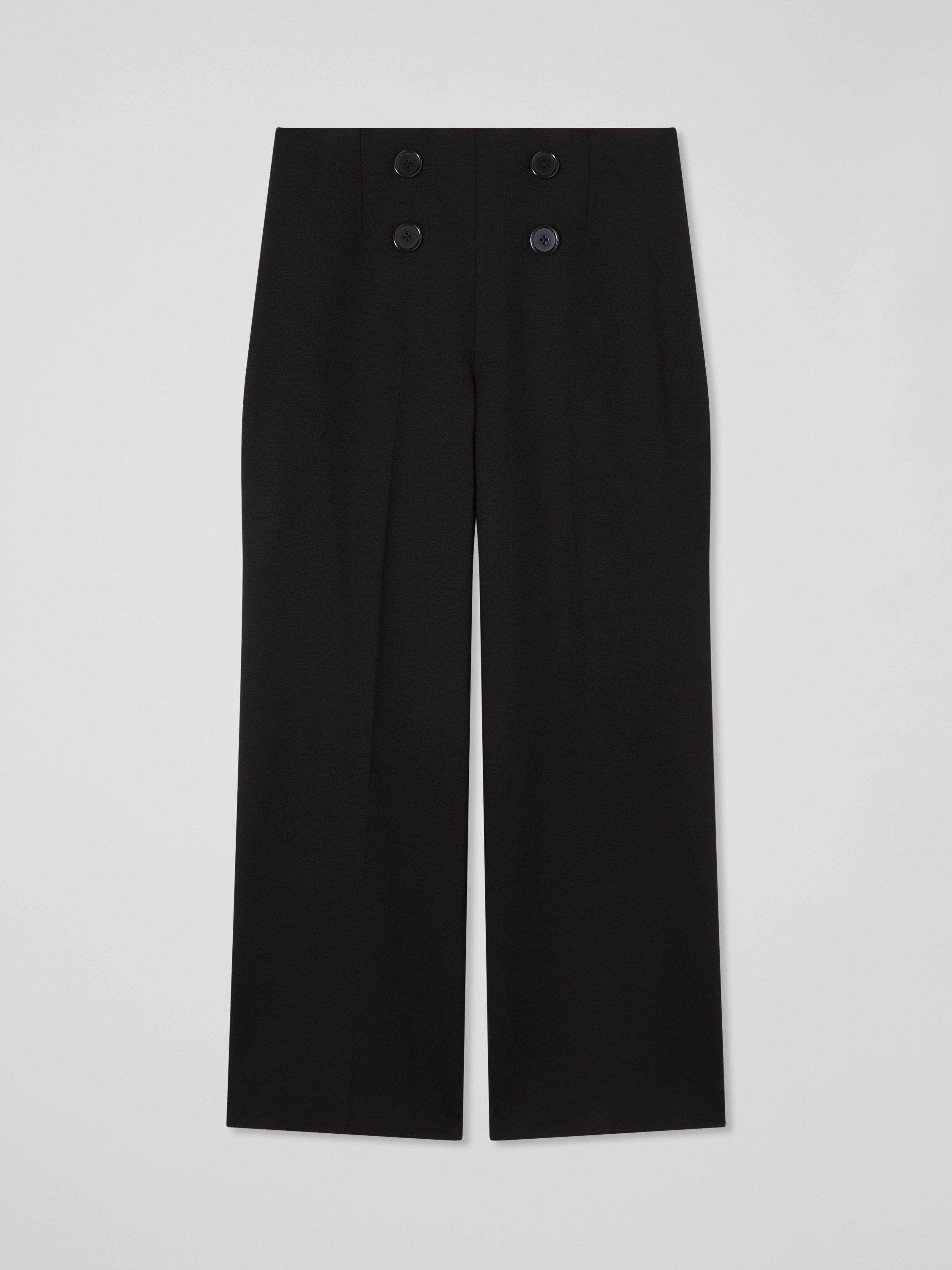 Product image 4 of 4, which shows L.K.Bennett Polly Button Front Trousers, Black, 6