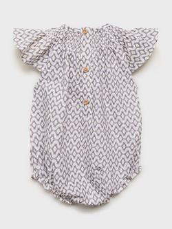 Mango Baby Zumaya Pure Cotton Geo Print Bodysuit, Natural White - view 2, Natural White