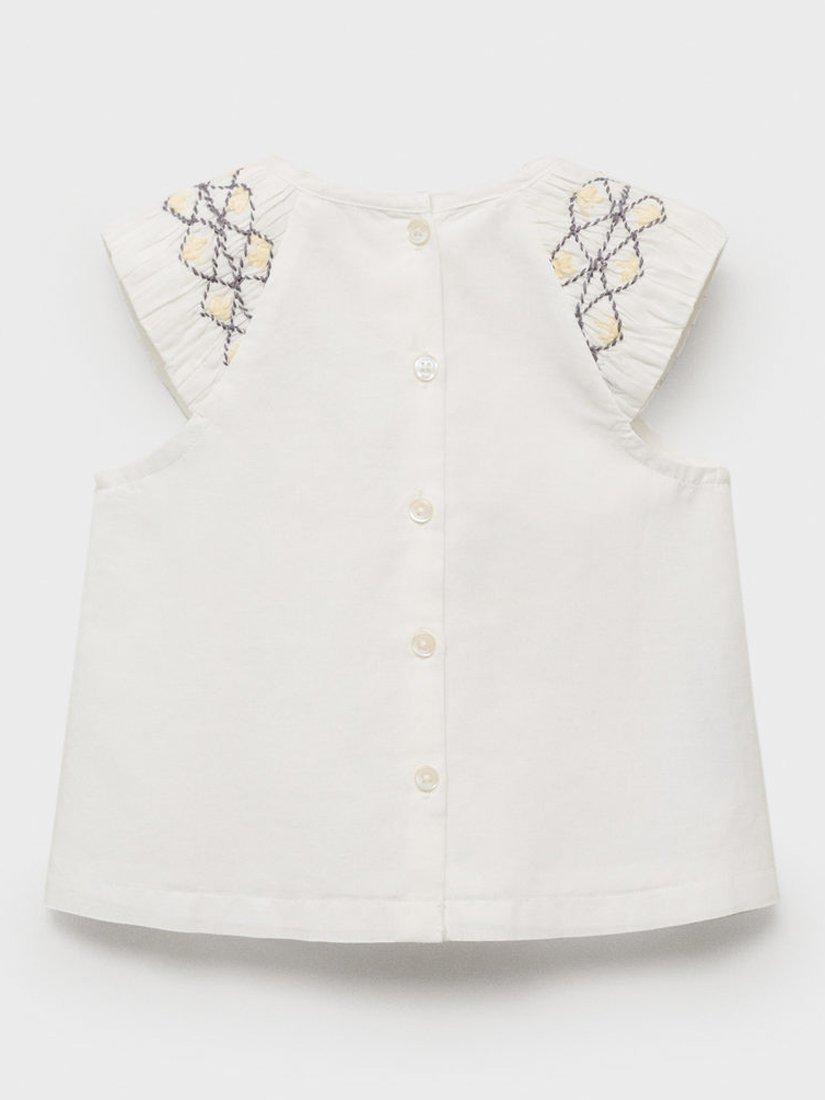 Product image 2 of 4, which shows Mango Baby Irun Cotton Cap Sleeve Blouse, Natural White, 9-12 months