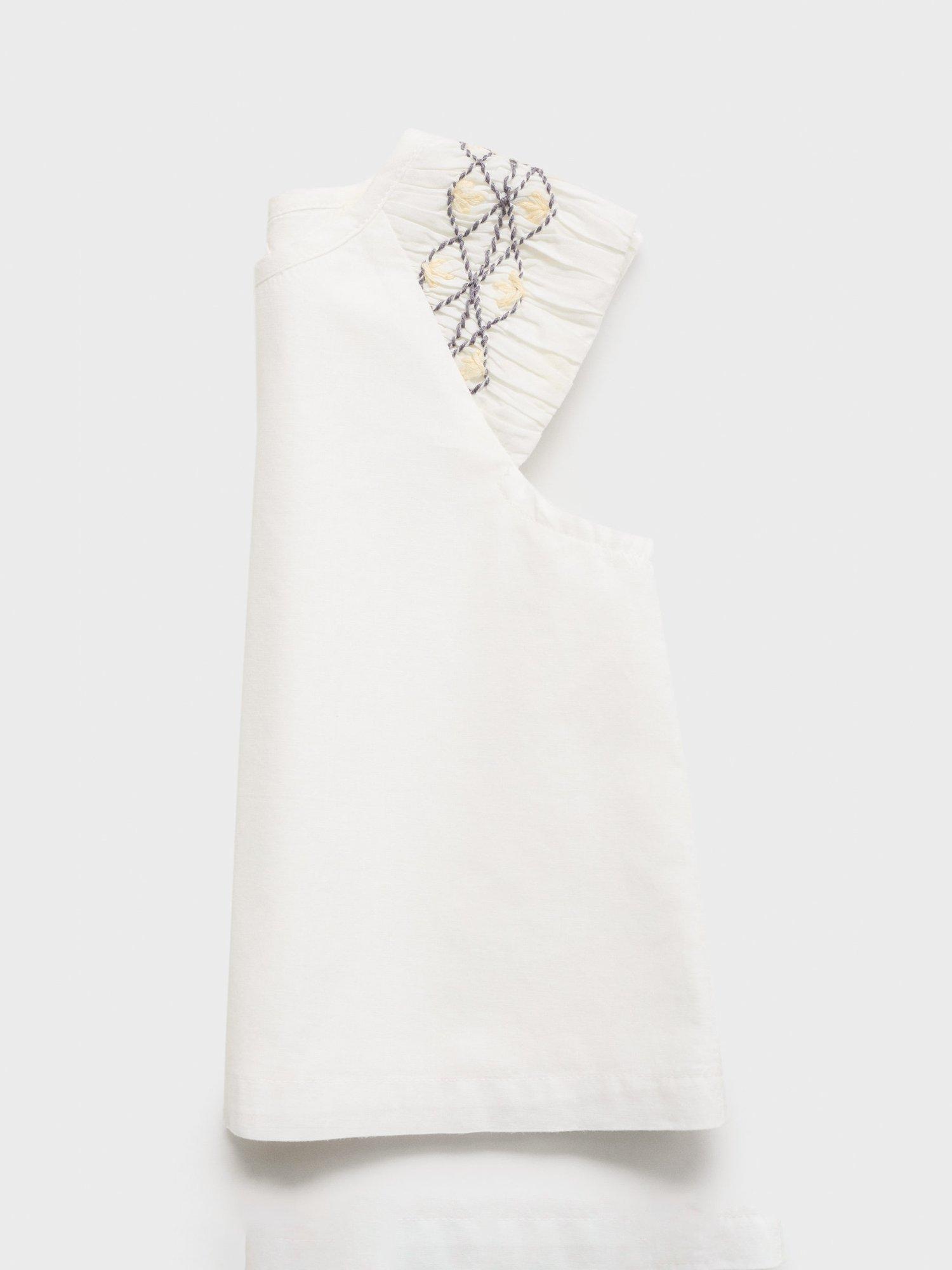 Product image 4 of 4, which shows Mango Baby Irun Cotton Cap Sleeve Blouse, Natural White, 9-12 months