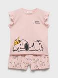 Mango Kids' Cotton Snoopy Sweet Dreams Pyjama Set, Pink
