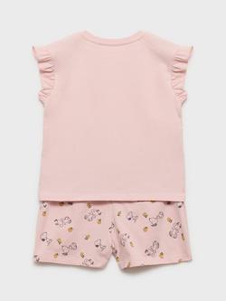 Mango Kids' Cotton Snoopy Sweet Dreams Pyjama Set, Pink - view 2, Pink