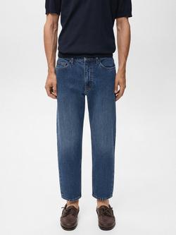 Mango Sammy Mid Rise Tapered Jeans, Dark Blue