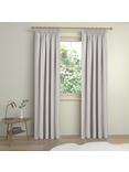 John Lewis Brushed Herringbone Pair Blackout Lined Pencil Pleat Curtains, Pale Mole