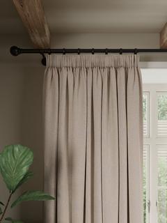 John Lewis Brushed Herringbone Pair Blackout Lined Pencil Pleat Curtains, Alabaster, W167 x Drop 137cm