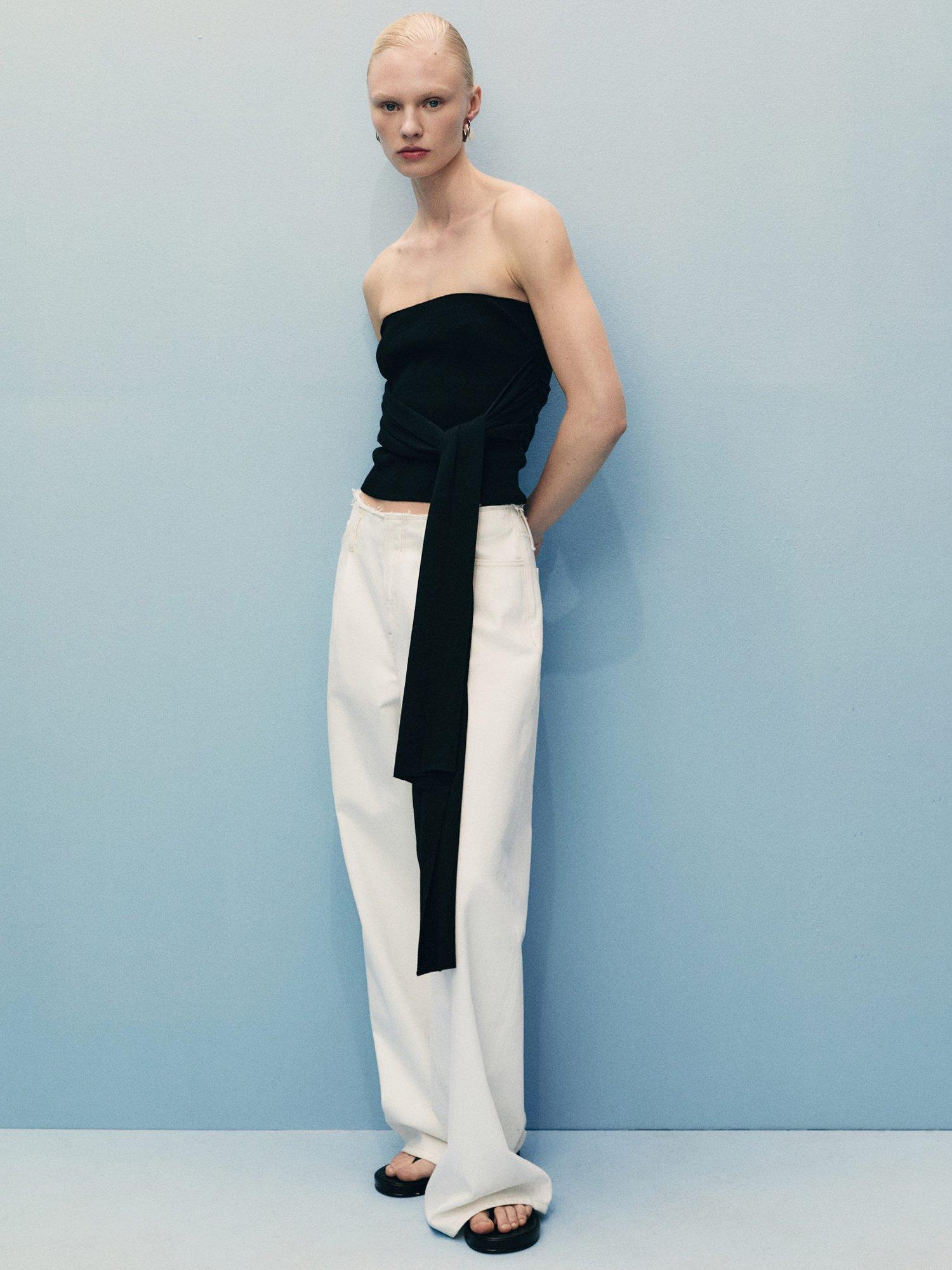 Product image 2 of 7, which shows Mango Maddy Wide Leg Jeans, Natural White, L