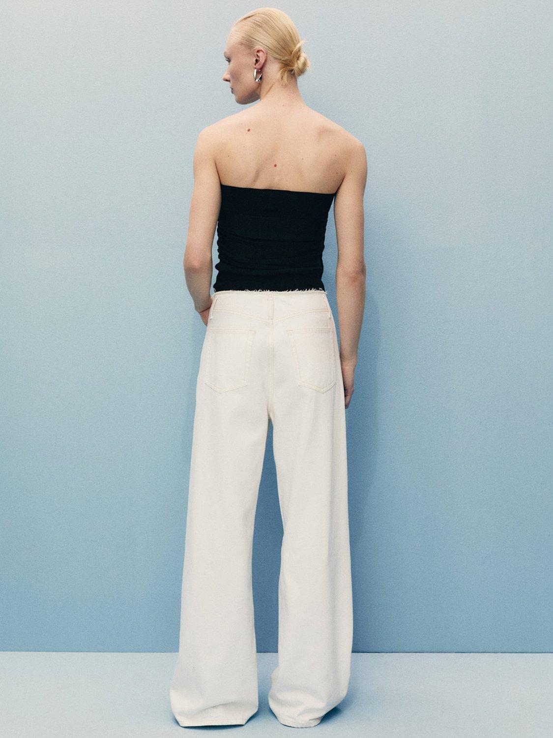 Product image 4 of 7, which shows Mango Maddy Wide Leg Jeans, Natural White, L